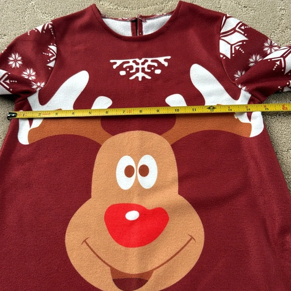 Girls Rudolf the Reindeer Holiday Christmas A-Line Dress, Size 10